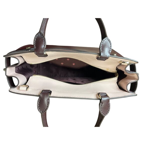 Kate Spade Staci Colorblock Medium Leather Satchel Rose Smoke Bag Detach Strap - Picture 5 of 9